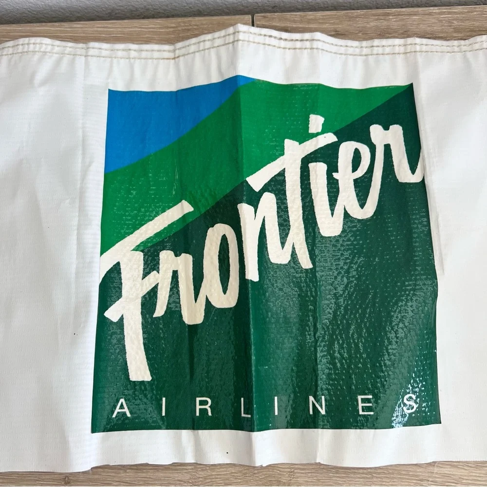 Vintage Frontier Airlines Banner Sign 30” Travel Aviation Promo Display